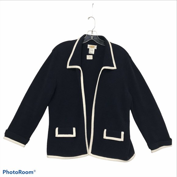 Talbots Jackets & Coats New Talbots Navy Blue Knit Blazer 0 Cotton